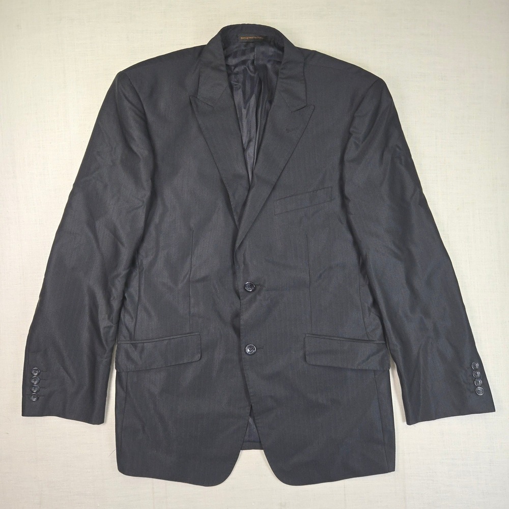 VINCI Blazer 40R Men Black Pinstripe Jacket Business Formal Wedding Professional